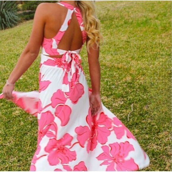 Abel The Label x Anthropologie Rumi Tie Back Maxi Dress Size Medium - Picture 3 of 9